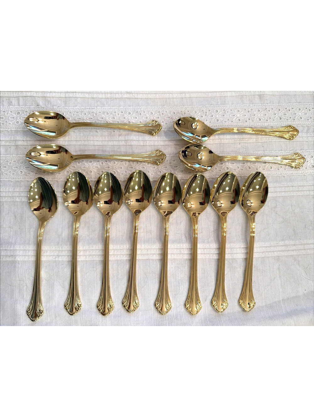 Towle Supreme Cutlery Boston Chippendale Gold Teaspoons – Set of 12 – Stainless
